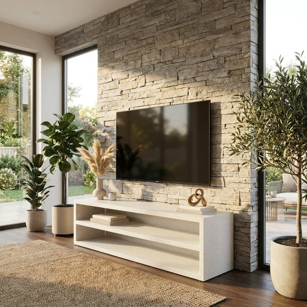 Off-White Speckled Microconcrete TV Unit Off-White Speckled Microconcrete TV Unit