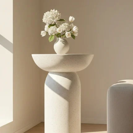 Off-White Microconcrete Side Table