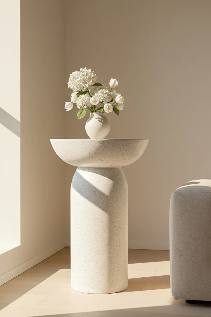 Off-White Microconcrete Side Table Off-White Microconcrete Side Table