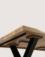 Eettafel Priti Natural with X Leg - Live Edge | 160 cm - Image 6