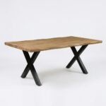 Eettafel Priti Natural with X Leg - Live Edge | 160 cm