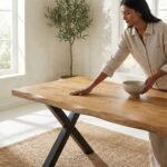 Eettafel Priti Natural with X Leg - Live Edge | 160 cm - Image 2