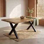 Eettafel Priti Natural with X Leg - Live Edge | 160 cm