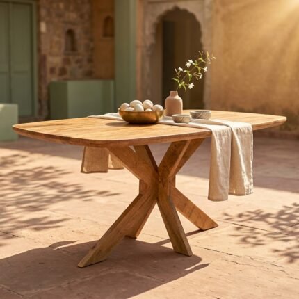 Eettafel Priti Dining Table Brown with Wooden Matrix Legs - Priti Oval | 140 cm