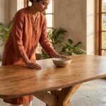 Eettafel Priti Dining Table Brown with Wooden Matrix Legs - Priti Oval | 140 cm - Image 2