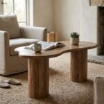 Eettafel Priti Brown mango wood dining table with Column Leg - Organic | 200 cm