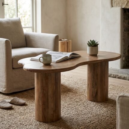 Eettafel Priti Brown mango wood dining table with Column Leg - Organic | 200 cm