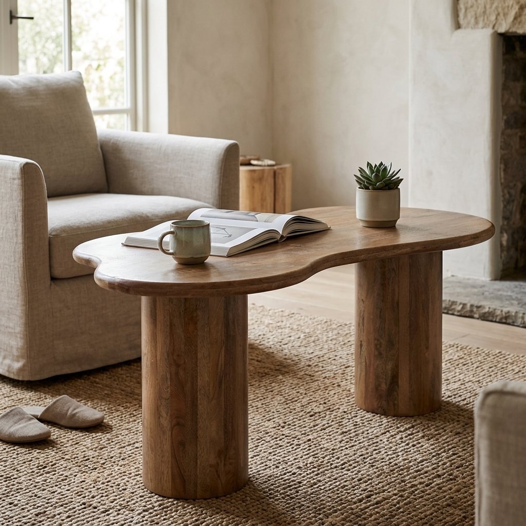 Eettafel Priti Brown mango wood dining table with Column Leg - Organic | 200 cm Eettafel Priti Brown mango wood dining table with Column Leg - Organic | 200 cm