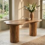 Eettafel Priti Brown mango wood dining table with Column Leg - Organic | 200 cm