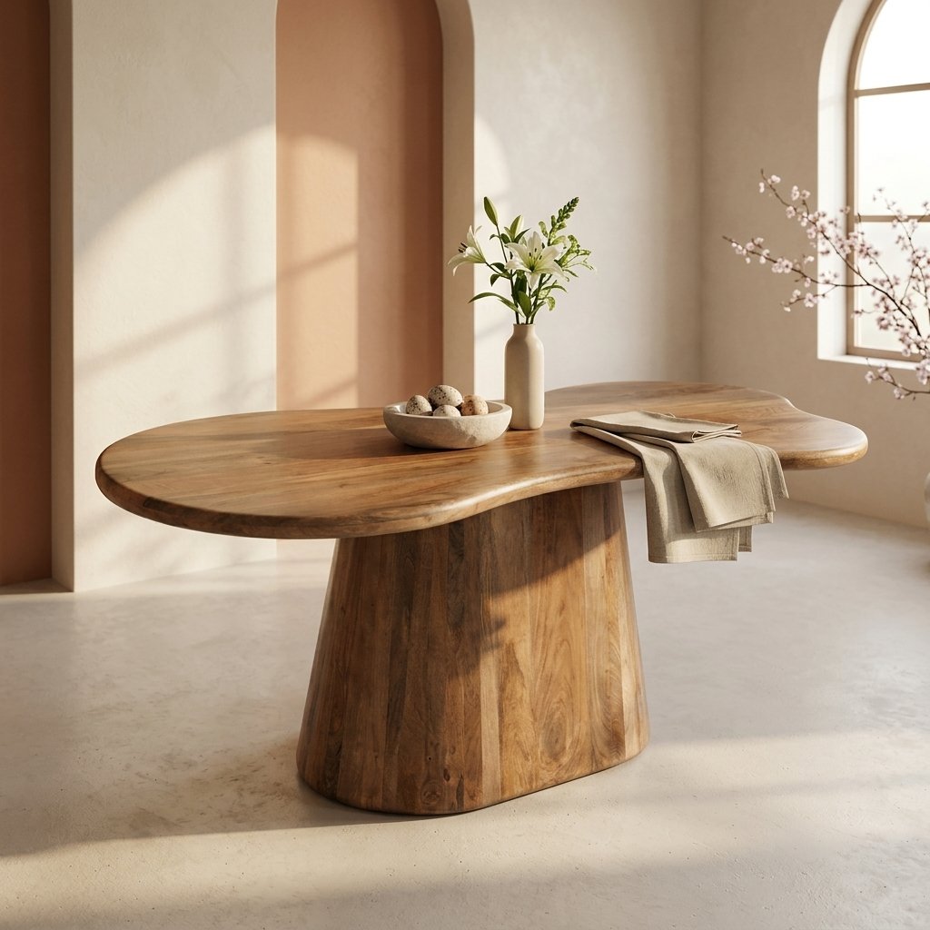 Eettafel Priti Brown Mango Wood Dining Table With Monolithic Leg - Organic | 200 cm Eettafel Priti Brown Mango Wood Dining Table With Monolithic Leg - Organic | 200 cm