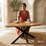 Eettafel Priti Mango Wood Dining Table with Matrix Leg - Organic | 160 cm