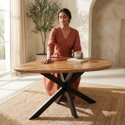 Eettafel Priti Mango Wood Dining Table with Matrix Leg - Organic | 160 cm