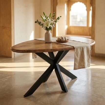 Eettafel Priti Mango Wood Dining Table with Matrix Leg - Organic | 160 cm