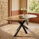 Eettafel Priti Brown mango wood dining table with Matrix Leg - Organic | 180 cm