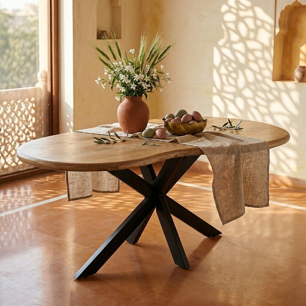 Eettafel Priti Natural mango wood dining table with Matrix Leg- Organic | 180 cm Eettafel Priti Natural mango wood dining table with Matrix Leg- Organic | 180 cm