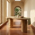 Eettafel Priti Natural Mango Wood Dining Table With Column Leg- Organic | 180 cm - Image 2