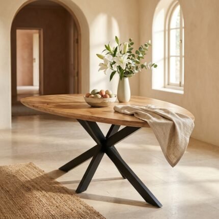 Priti brown mango wood dining table